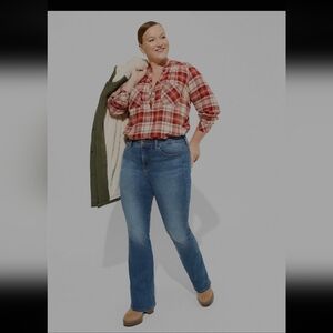 Torrid Red and White Flannel EUC Blouse Sz 2 (18/20)